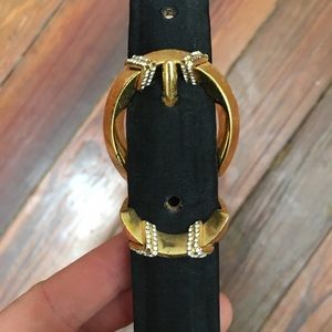 Vintage satin belt with gold buckle S/M